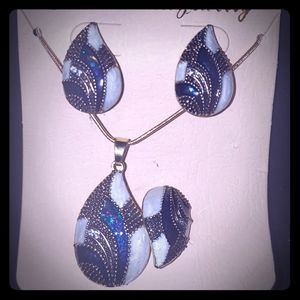 NWT Fashion Jewelry Marcasite/Blue Set